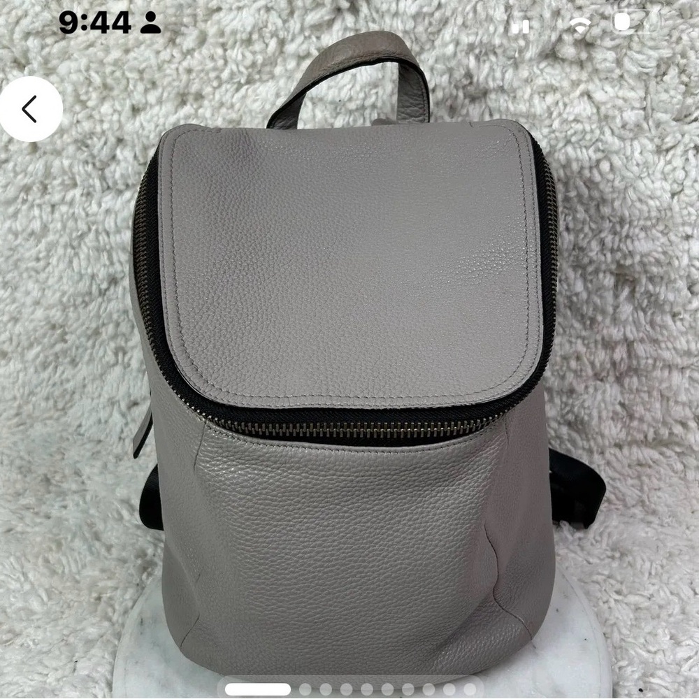 Tumi Light Gray Leather Laptop Backpack